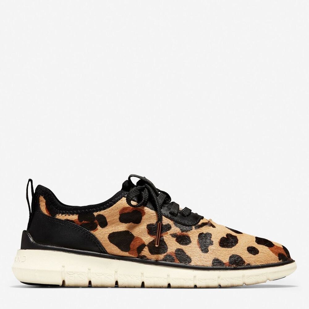 Cole Haan Zerogrand Leopard Calf Hair Sneakers Women’s 7.5 Black Tan